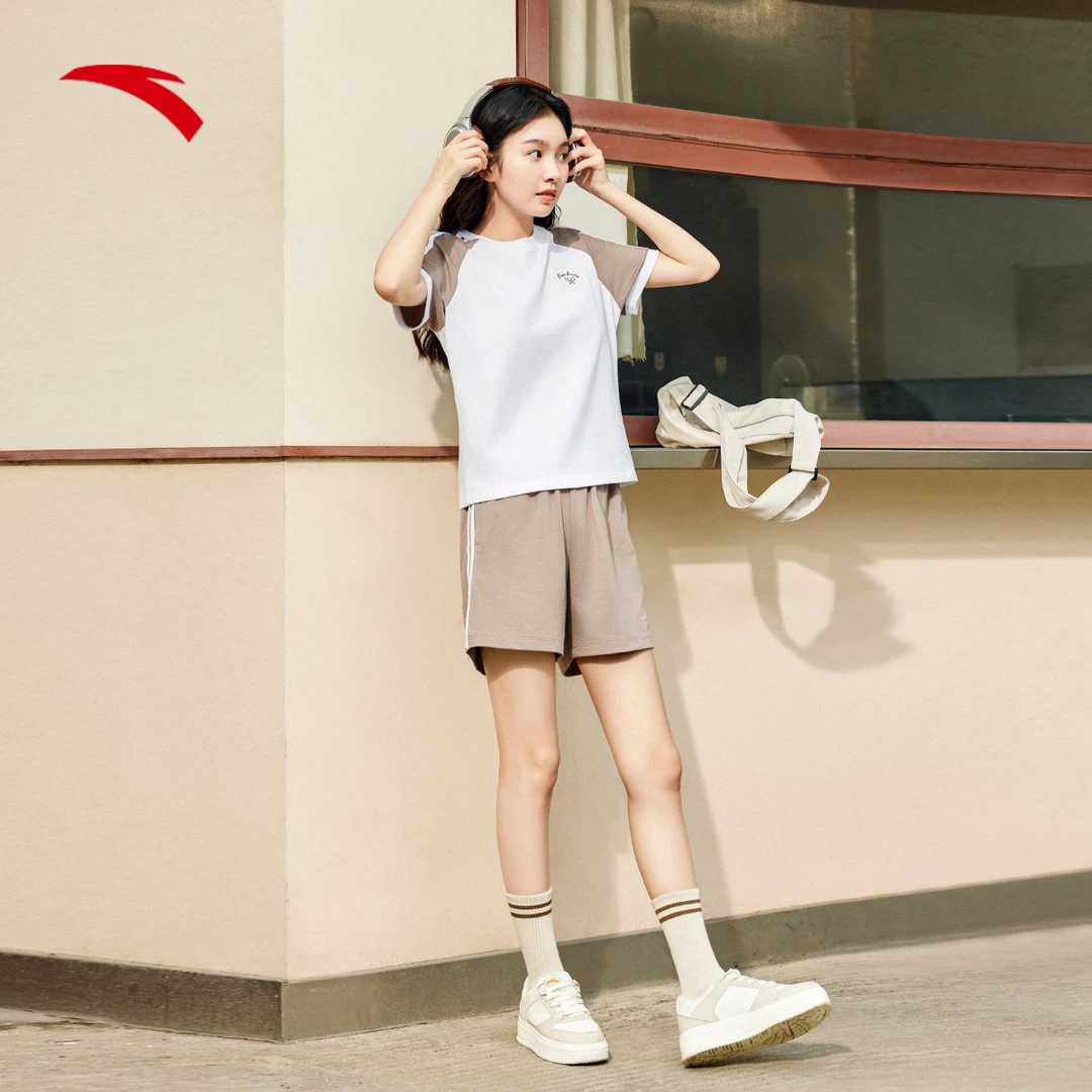 安踏休闲套装夏季运动套装女学院风两件套962428203-C