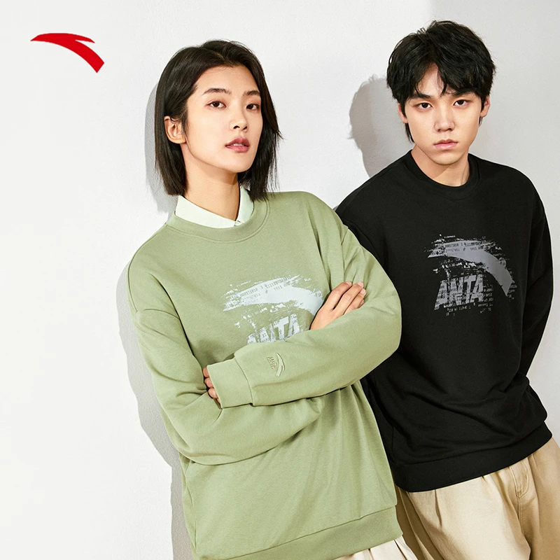 安踏遛弯套头卫衣情侣秋季新款美式新款时尚休闲运动上衣男女款