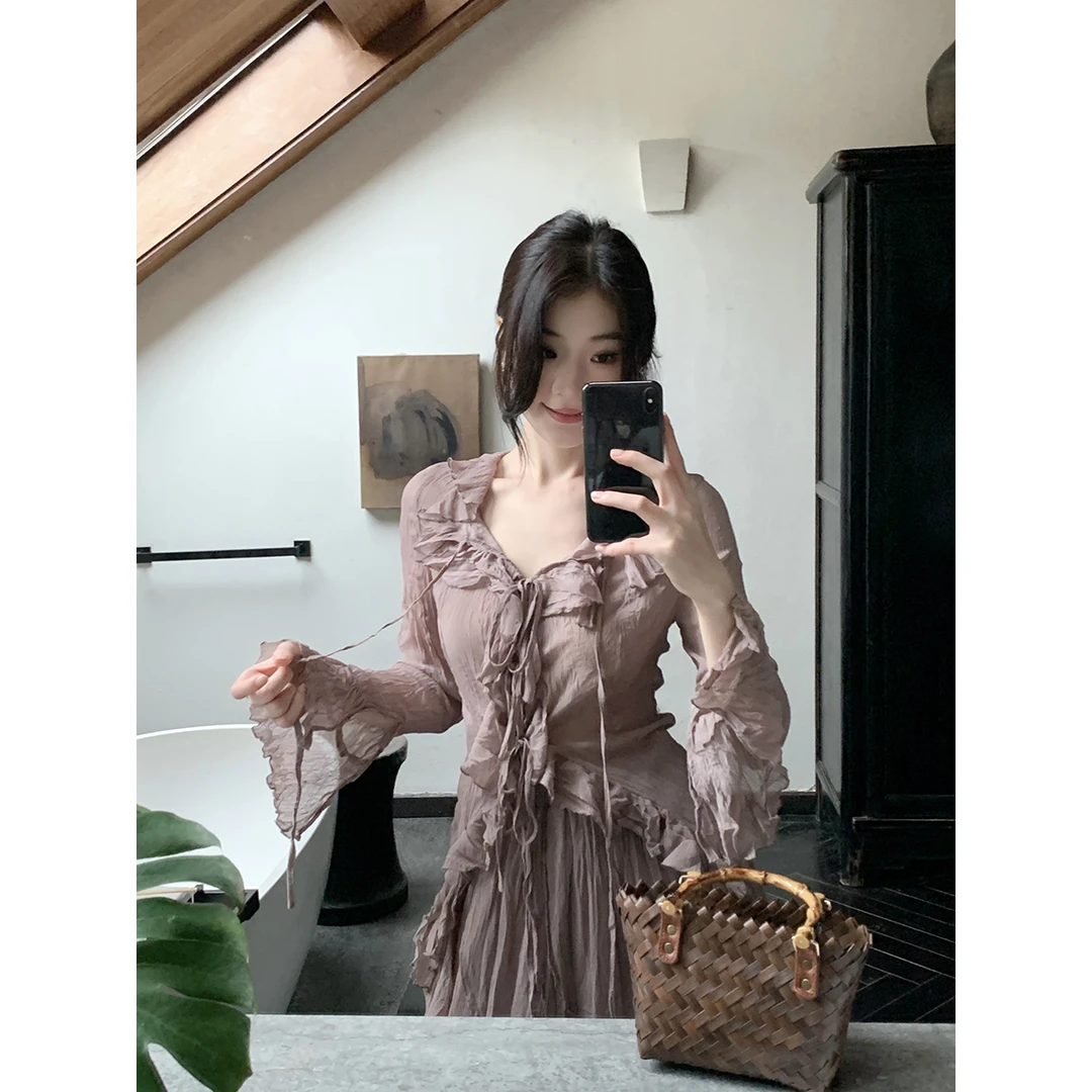 ICELOLLY独特别致漂亮雪纺衬衫女夏今年流行漂亮小衫小众衬衣上衣