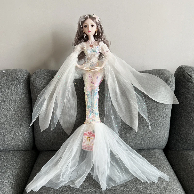 60厘米美人鱼娃娃人鱼公主玩偶可换装唱歌芭芘洋娃娃女孩玩具礼物