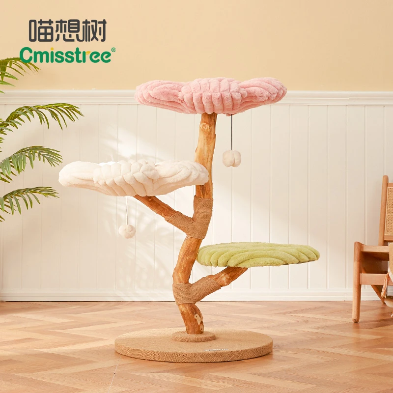 Cmisstree/喵想树特价款花朵实木猫爬架猫窝猫树一体四季通用猫窝