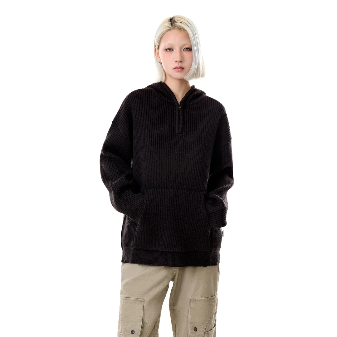 MADEEXTREME 时尚百搭毛衣连帽衫慵懒纯色秋冬套头上衣纯色风