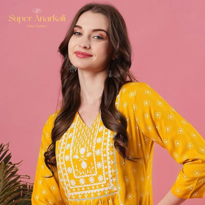 绵绸面料库塔连衣裙套装舒适印花刺绣民族风印度舞服装