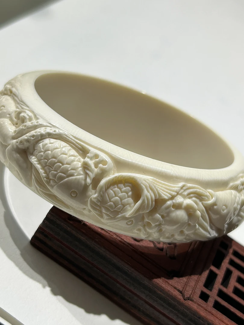 精品2.0猛犸牙手镯荷塘月色九鲤手镯