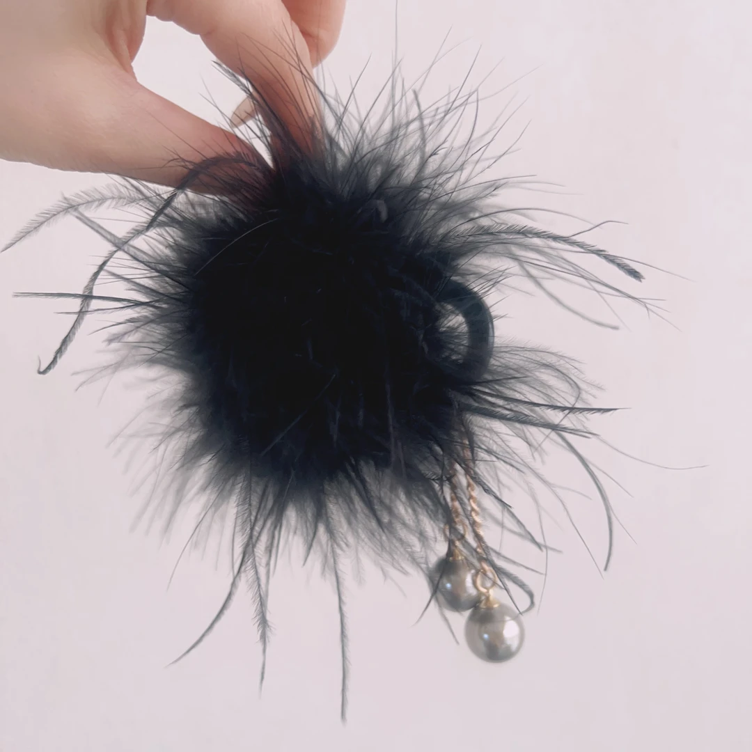 新款高品质羽毛珠珠流苏小8抓夹小抓夹