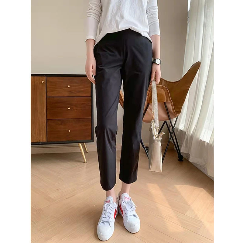 九分冰丝速干裤女夏季薄款大码透气哈伦裤宽松休闲显瘦运动烟管裤