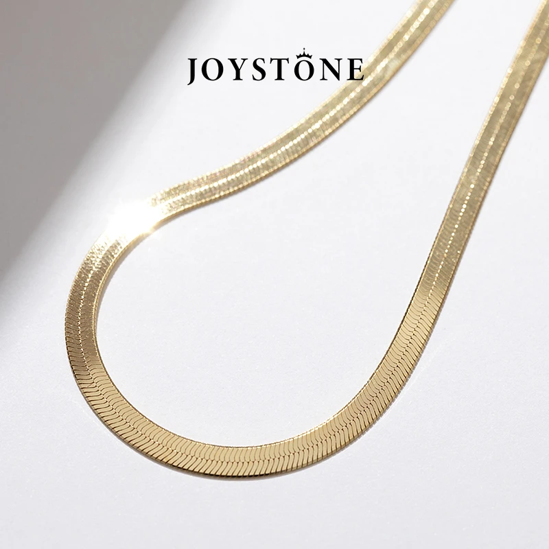 Joystone 链子925银 意大利宽扁形蛇骨链 高级感经典百搭锁骨链