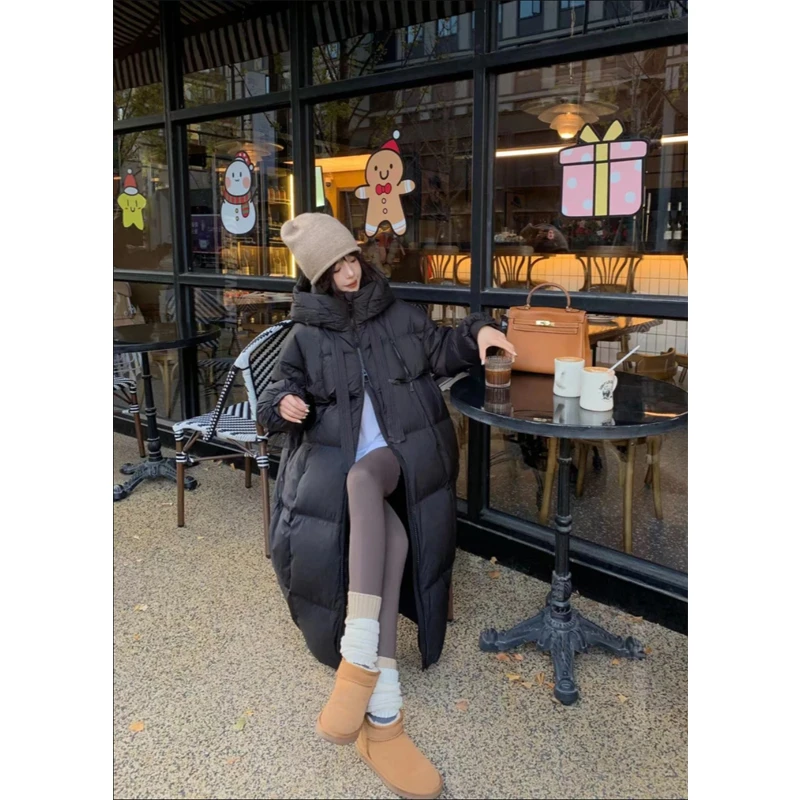 反季大被子韩版连帽加厚羽绒服女宽松中长款保暖外套1021