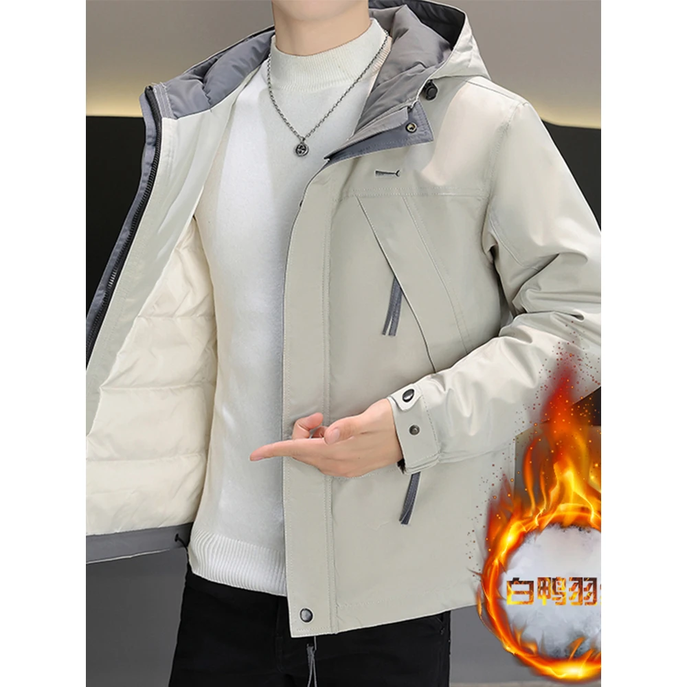 杰克琼斯羽绒服男士2023冬季加厚保暖潮牌连帽工装夹克帅气冬装冲