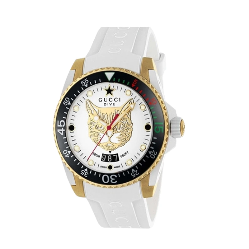 【安靖专属】GUCCI古驰Dive系列白猫情侣款40MM石英腕表YA136322
