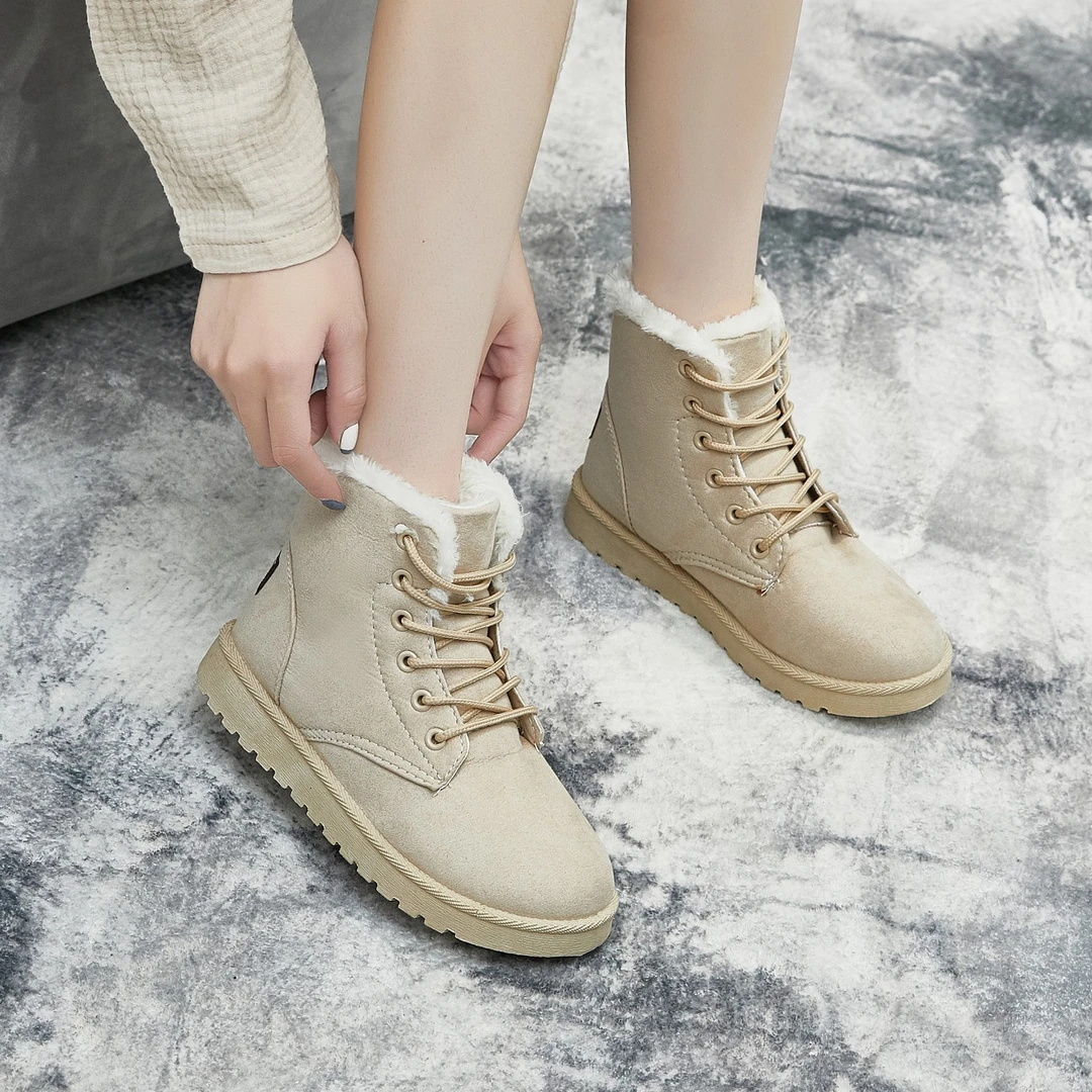 秋冬季回力休闲鞋雪地靴女保暖棉鞋短靴舒适马丁靴外贸大码shoes