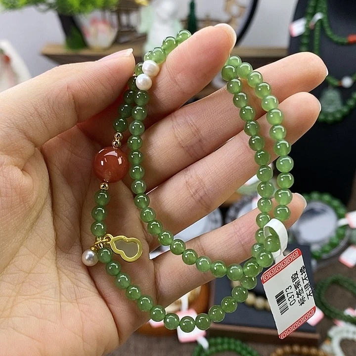 和田玉手串合金手串