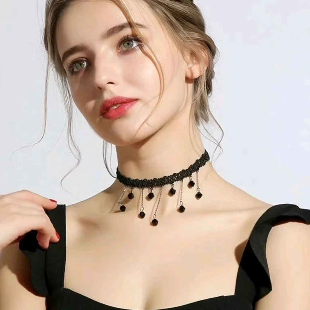 非金属布艺项链 细流苏项链锁骨链