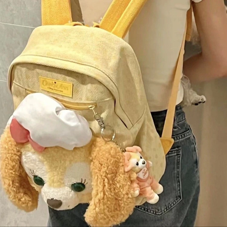 贝尔达菲森系饼饼大容量甜美卡通可爱尼龙背包毛绒书包学生上课