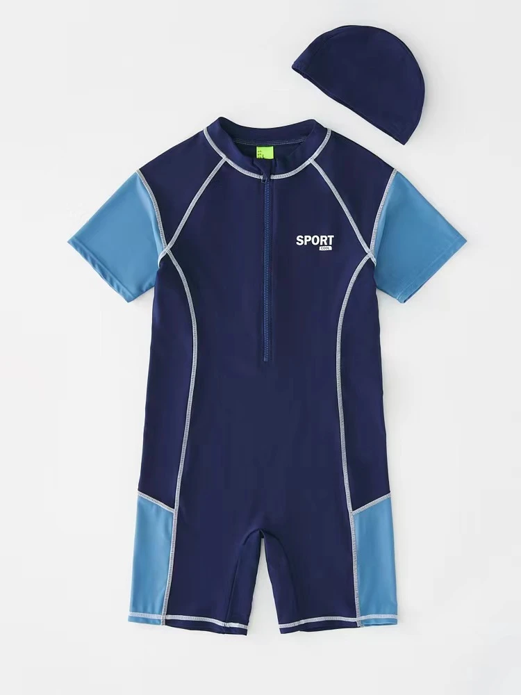 中大童胖男童半袖连体速干泳衣！