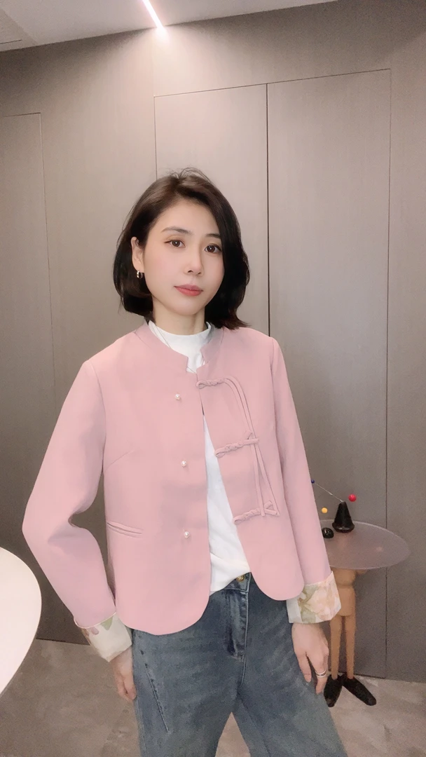 新中式国风盘扣外套女2024春季新款小香风减龄气质小个子短款上衣