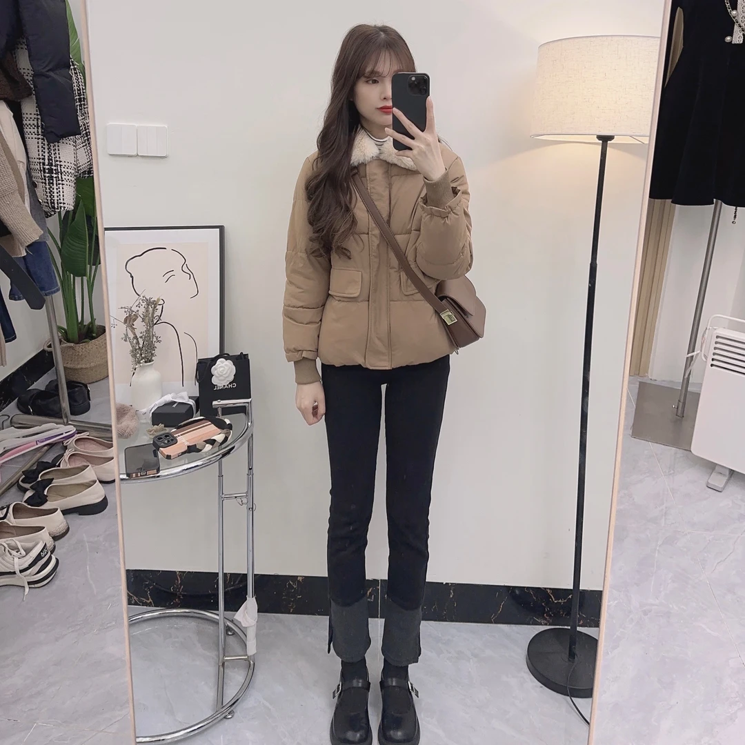 【宝儿定制】韩版冬季新款修身加厚保暖棉服外套休闲女士秋冬棉服