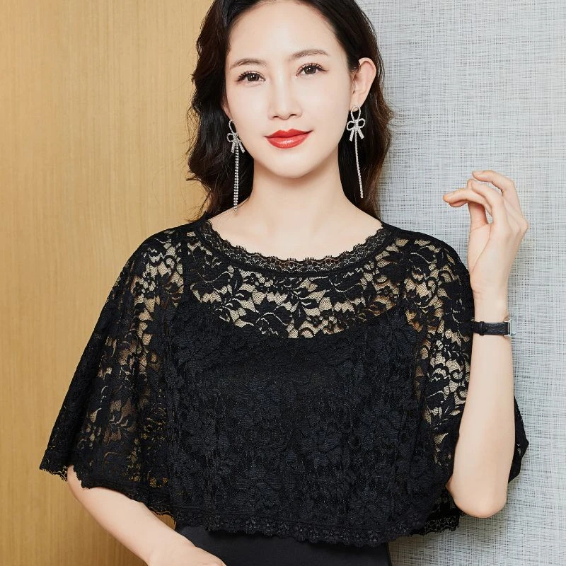 夏天薄款披肩外套女短款斗篷新品爆款蕾丝外搭开衫防晒衣复古披风