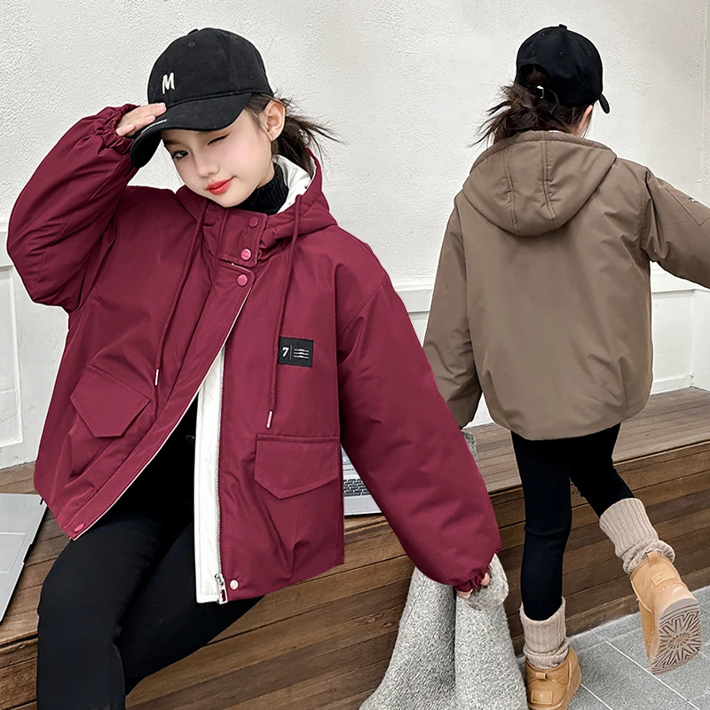 女童棉服棉衣加厚冬季保暖中大童2024新款洋气时髦韩版儿童外套潮