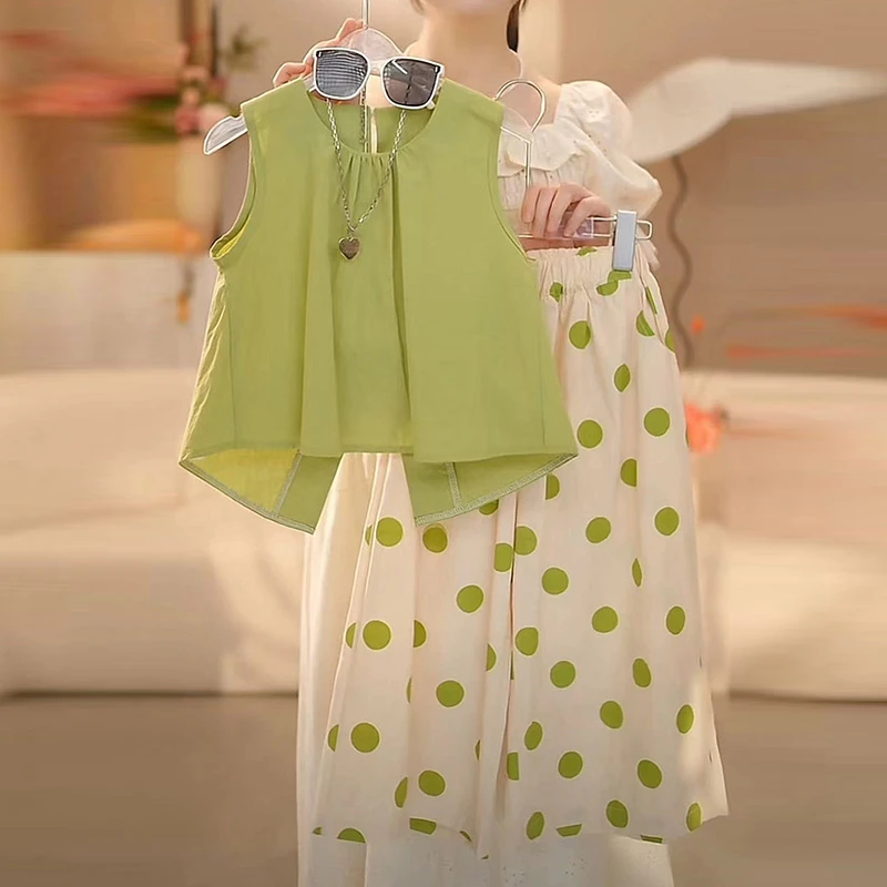 女童套装夏季中大童薄款女孩韩版2025新款洋气儿童夏装时髦两件套