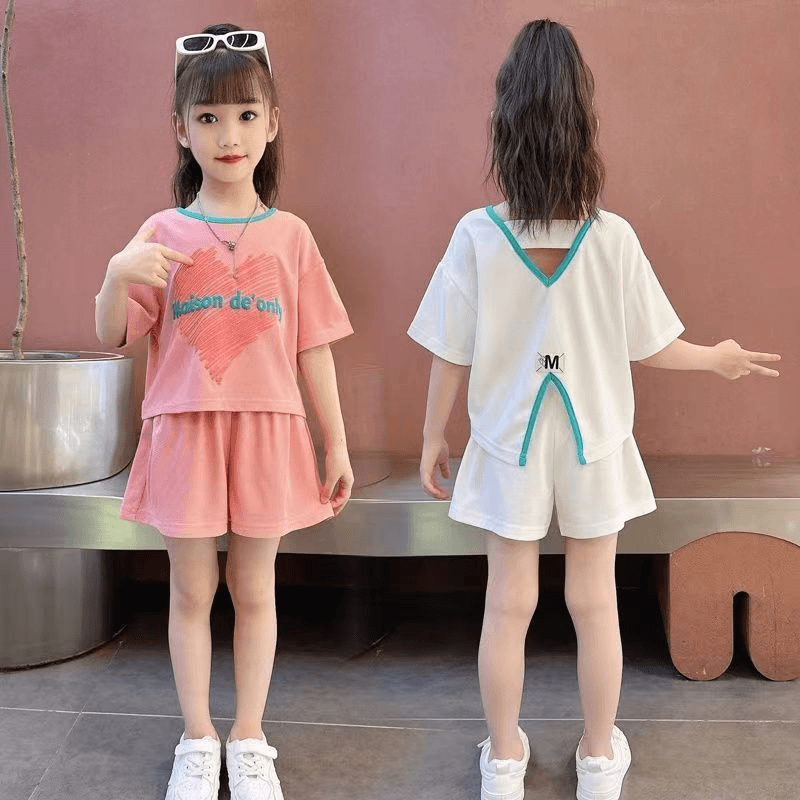 女童套装夏季薄款中大童2024新款洋气时髦韩版儿童夏装休闲两件套