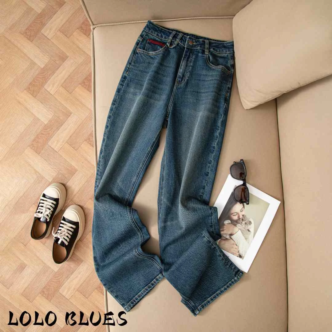 【缪家】-四面弹高腰窄版直筒牛仔裤百搭显瘦时尚50088