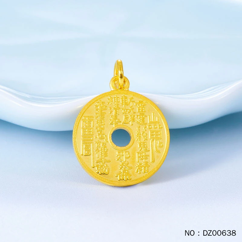 黄金足金999实心乾坤平安扣单独吊坠按克重卖深圳水贝质检发货