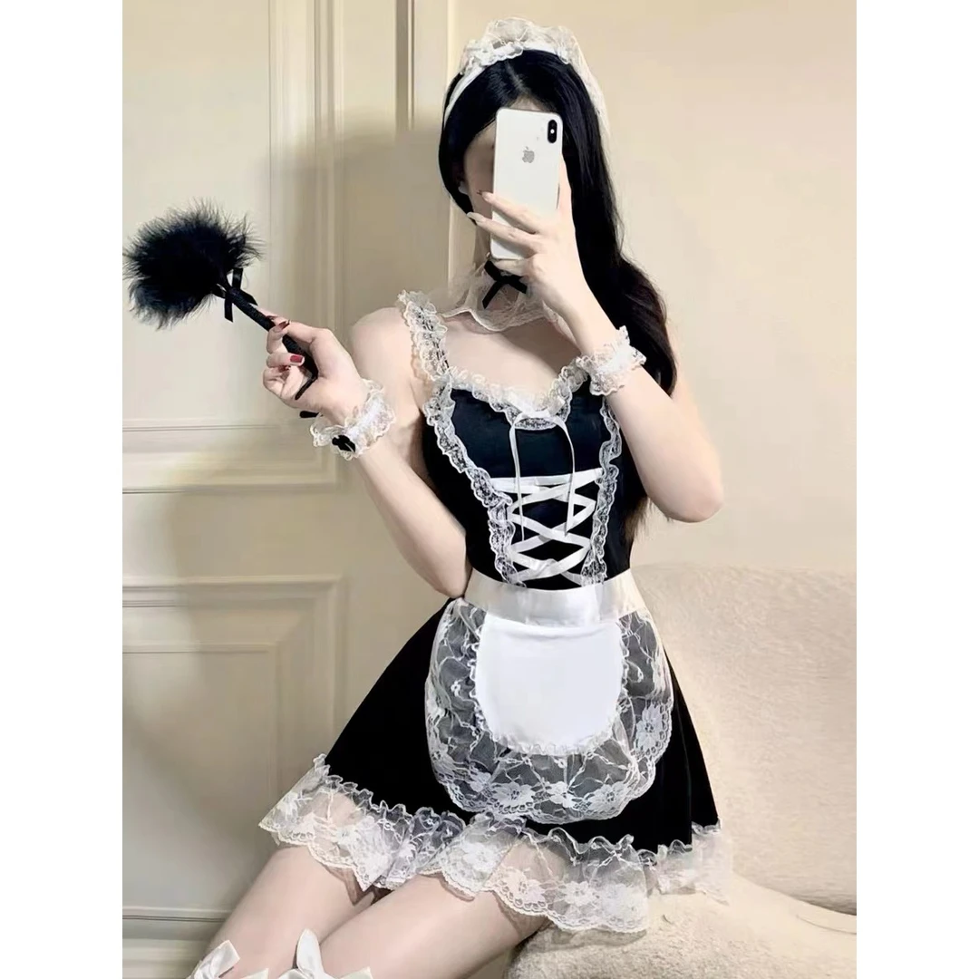 女仆性感蕾丝内衣清纯可爱萌系扮演纯欲套装cosplay女佣制服睡裙