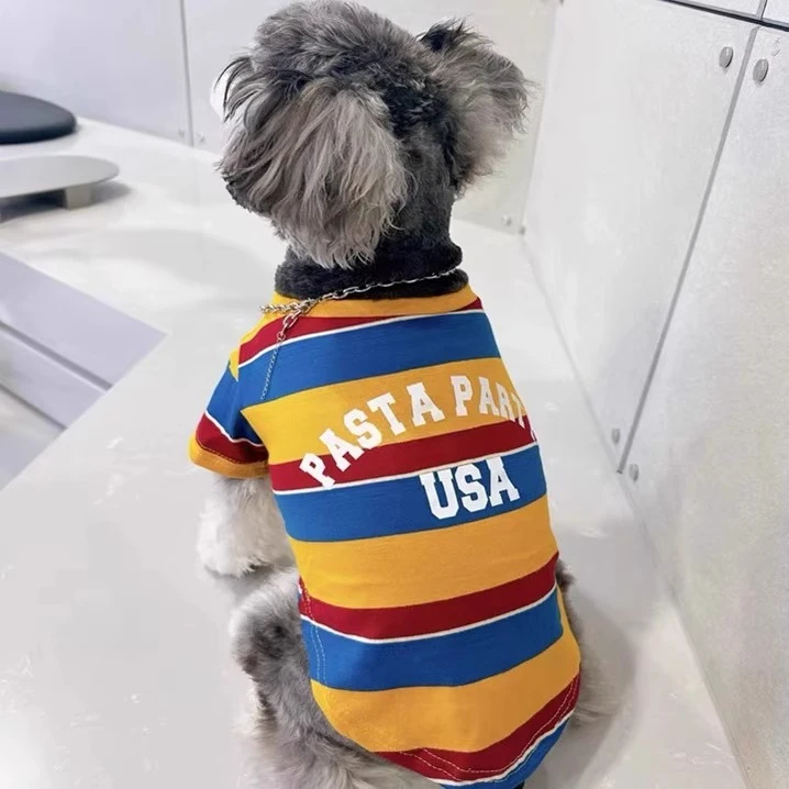 宠物衣服小狗狗夏天背心款薄款条纹款约克夏泰迪比熊可爱猫咪衣服