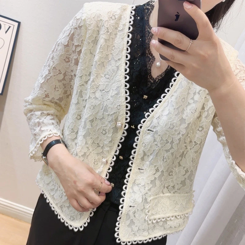 七分袖蕾丝短外套72232