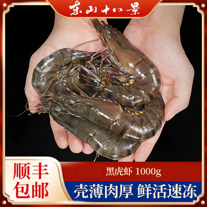 东山岛鲜活海捕新鲜美味活冻黑虎虾多规格1000g速冻大虾冷冻发货