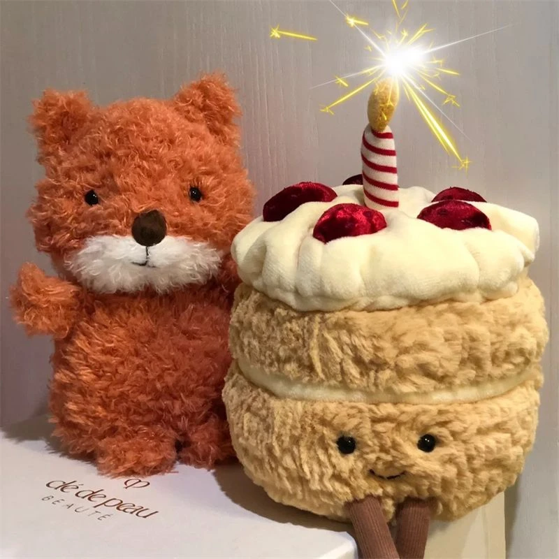 创意生日蛋糕仪式感小抱枕会唱歌毛绒玩具趣味搞怪生日玩偶礼物