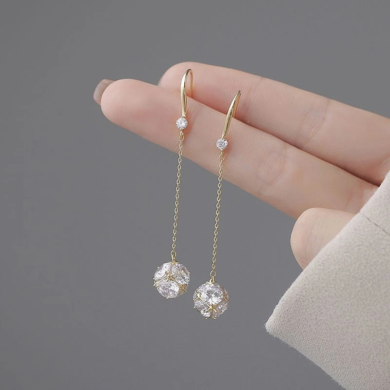 爆款小众设计感耳环个性长款金色耳钩轻奢高级感纯银耳饰