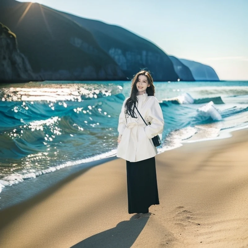 Opeodly英伦风女短款风衣外套高级感白色立领上衣时尚百搭