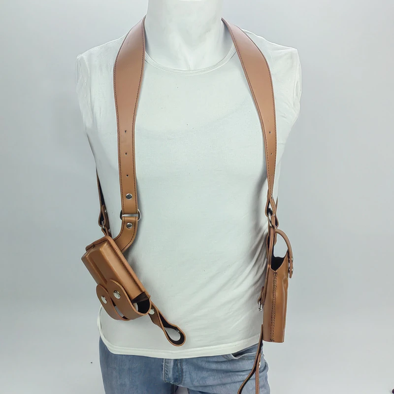 新品战术腋下皮套通用枪套舞台表演92式户外隐藏1911皮革枪包格洛