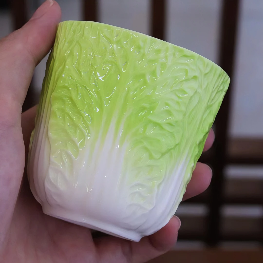 高档羊脂玉瓷白菜(摆财)主人杯陶瓷个人专用单人品茗杯功夫茶具