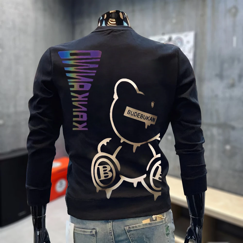 2024新款秋冬圆领男士卫衣秋季上衣外套潮牌印花长袖T恤衣服男装