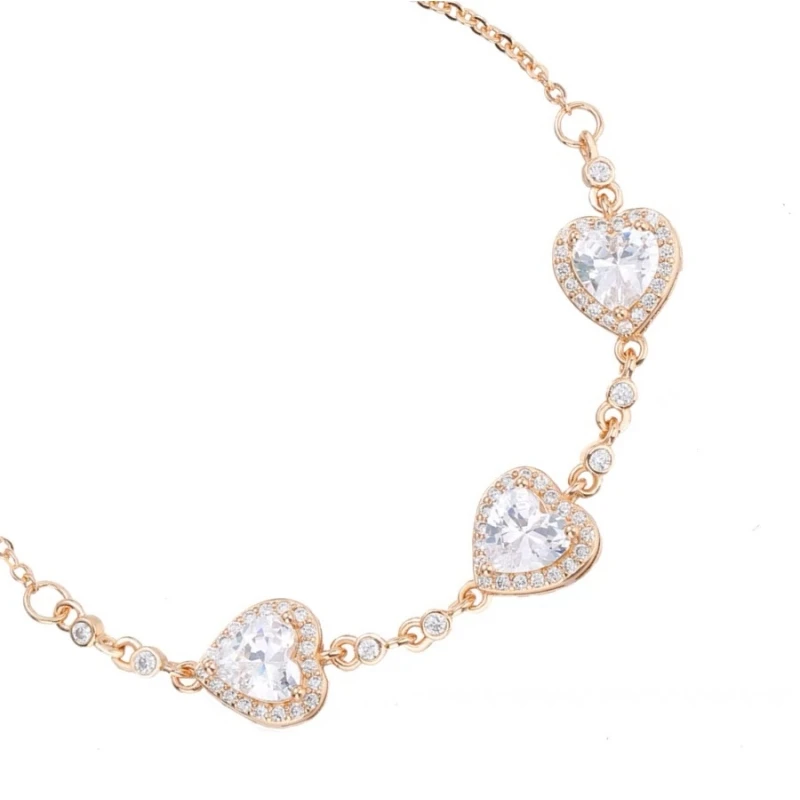 铜合金合成锆石手链 爱心形百搭优雅大气设计款手链-2418