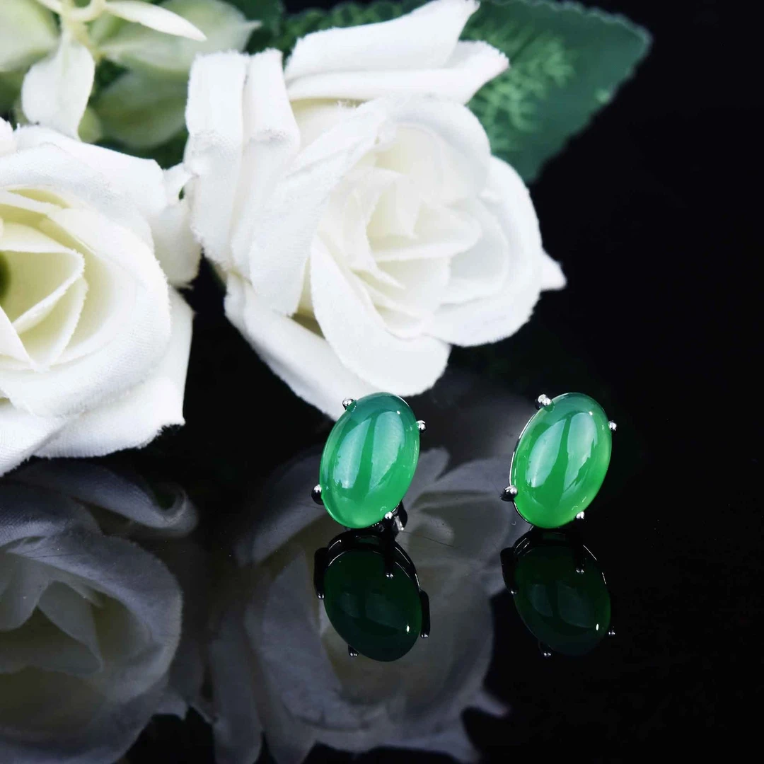 铜合金合成锆石耳饰 轻奢设计款绿色耳钉PRA105/181