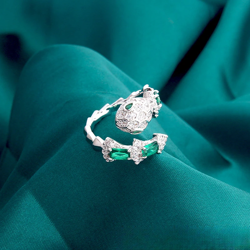 铜合金合成锆石戒指  欧美轻奢个性灵蛇百搭时尚戒指LX479-2689