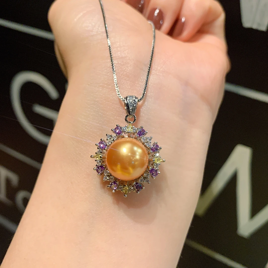 铜合金合成锆石项链 紫色轻奢珠珠设计款项链-Y158/1264