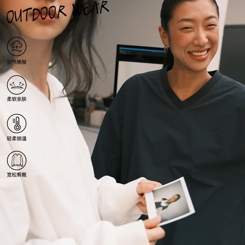 【直播专属】AAAD | 冬季新款加厚廓形V领夹棉套头卫衣百搭上衣