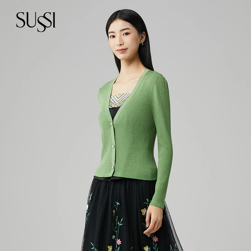 SUSSI/古色春商场同款 多色 通勤百搭显白针织毛衣外套女