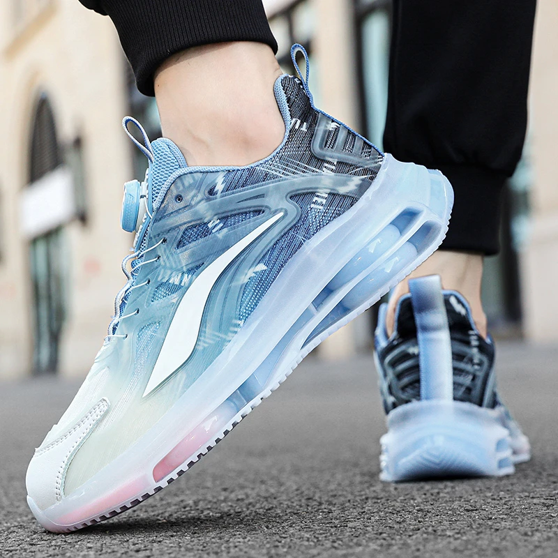 鸿尔星巴克秋季旋转纽扣跑步鞋超轻鞋初中学生大童减震渐变青少年