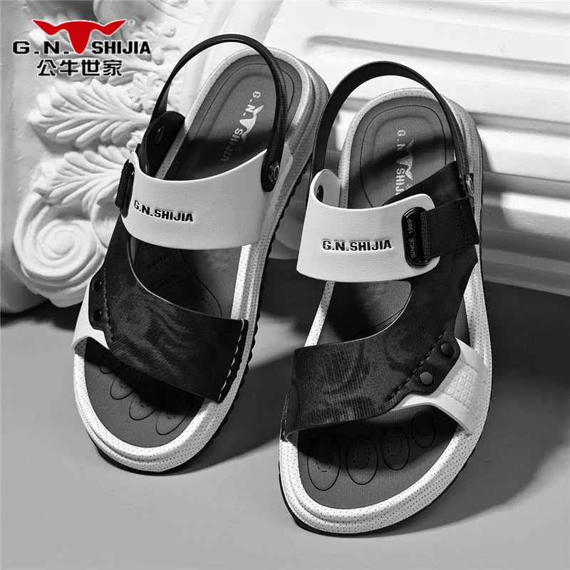 公牛世家夏季潮流百搭户外鞋休闲透气凉鞋时尚软底士沙滩鞋