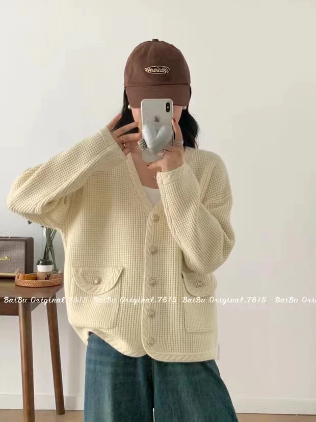 3-6小香风手工编织针织开衫女春秋百搭气质温柔外套