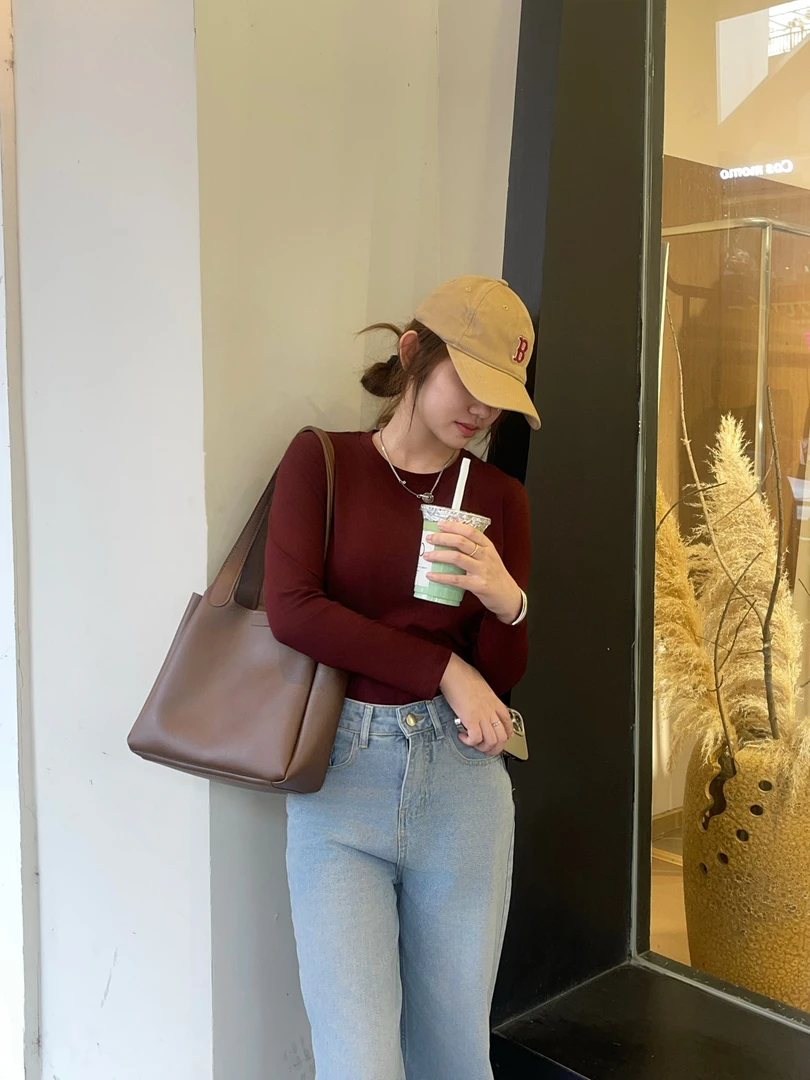 【人棉】加厚软糯亲肤感秋冬长袖打底衫女修身不紧身打底衫显瘦上衣