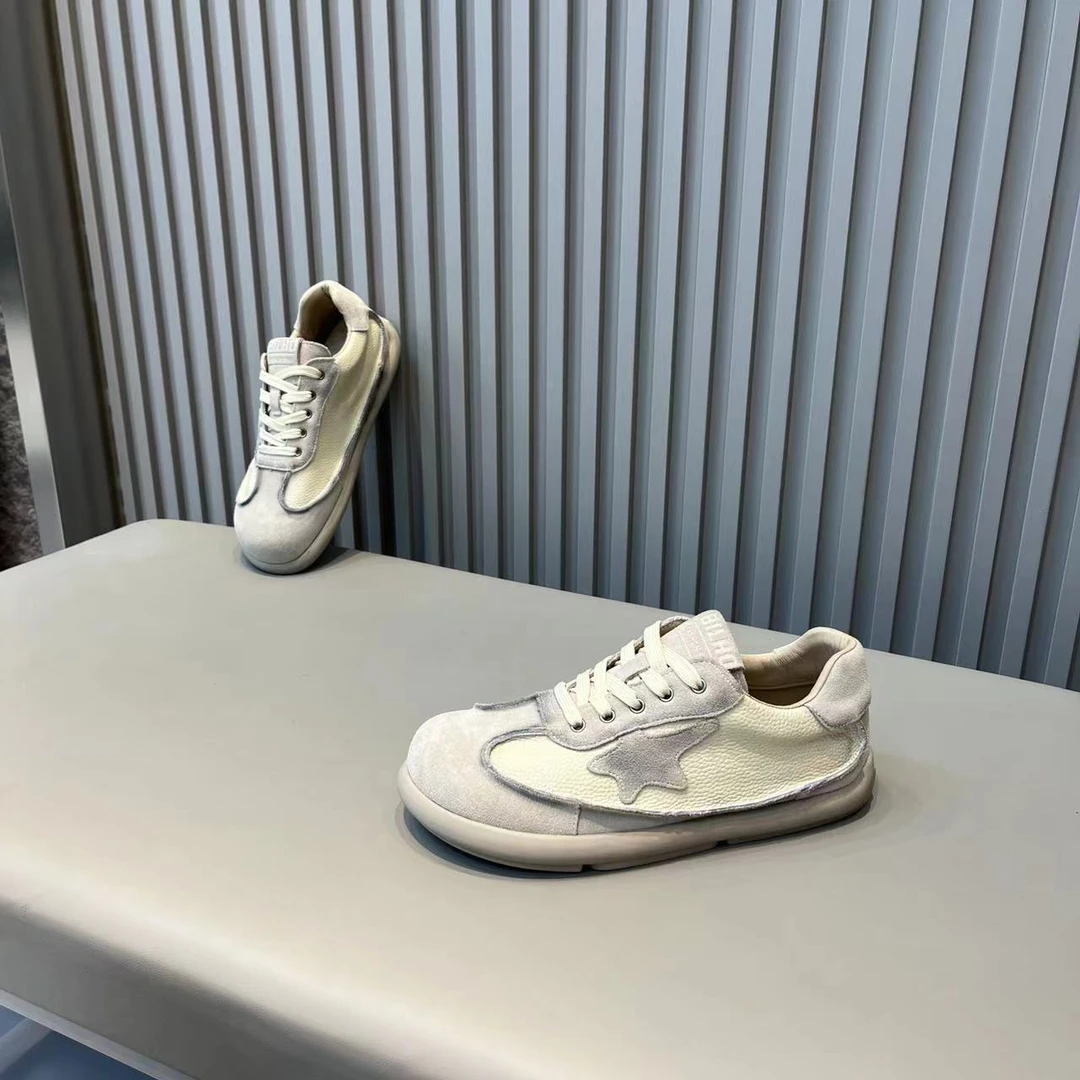 男鞋秋季新款皮面拼接反绒皮时尚纯色简约百搭潮鞋个性休闲男鞋