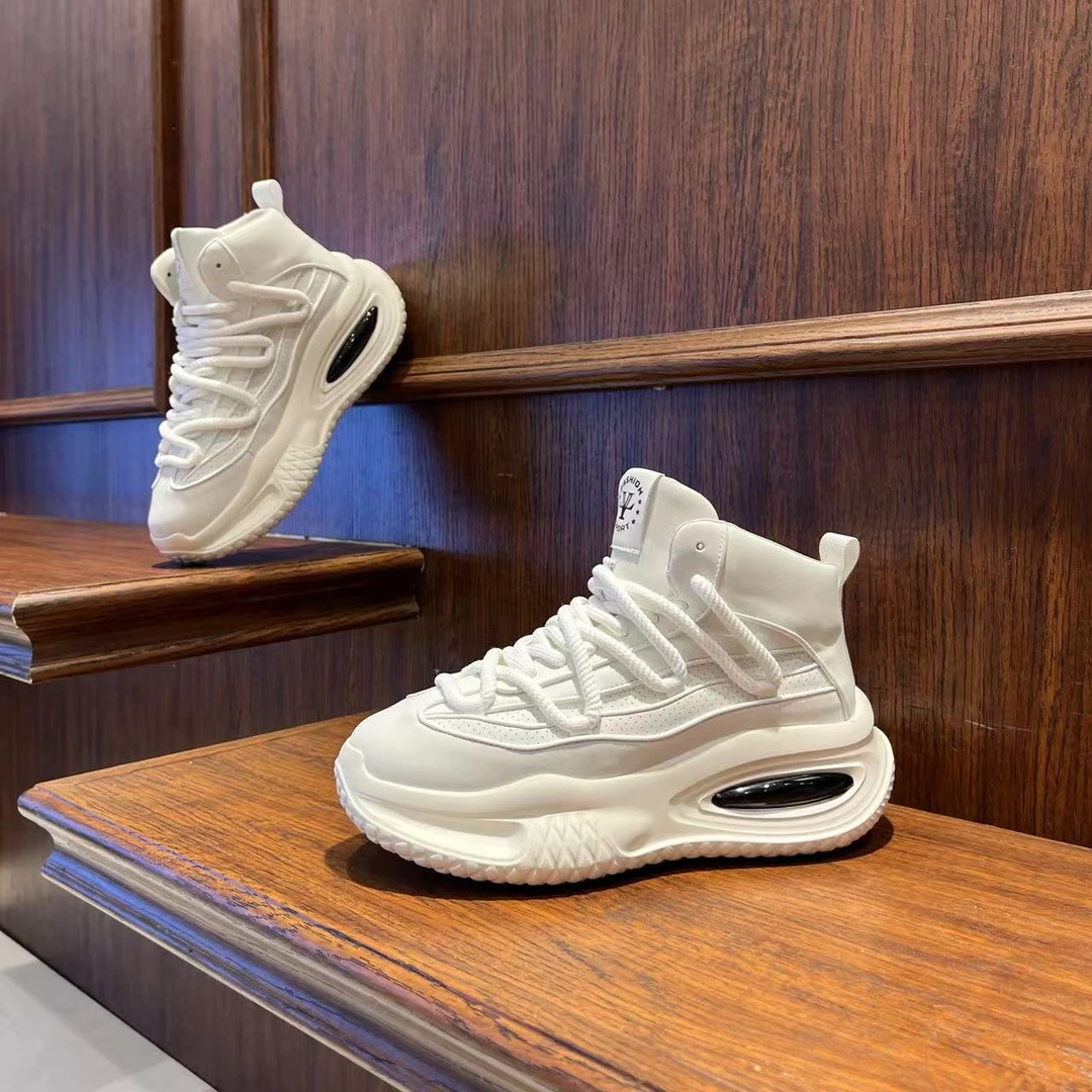 男鞋2024秋冬季新款潮流时尚纯色百搭厚底老爹鞋网红爆款国潮鞋子