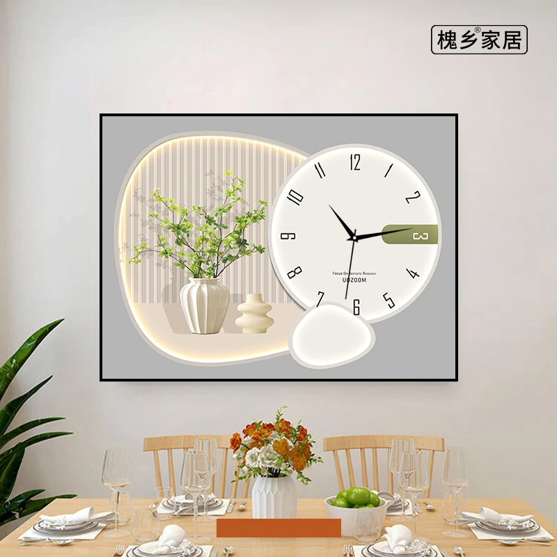 电表箱装饰画带钟表现代简约免打孔挂画遮挡配电箱电闸箱客厅壁画